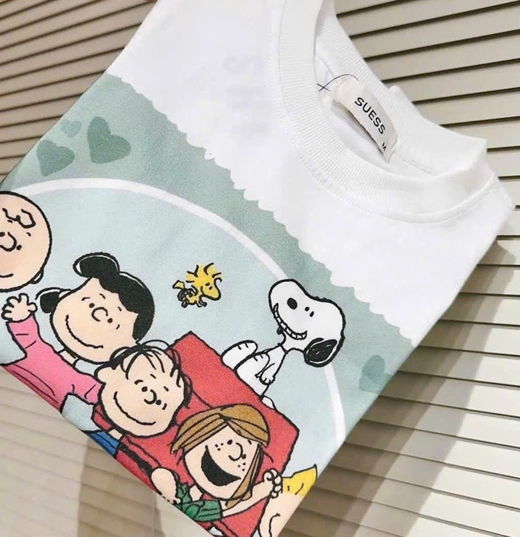 ANU037 - ÁO PHÔNG NỮ TRẮNG CHÓ SNOOPY PEANUTS