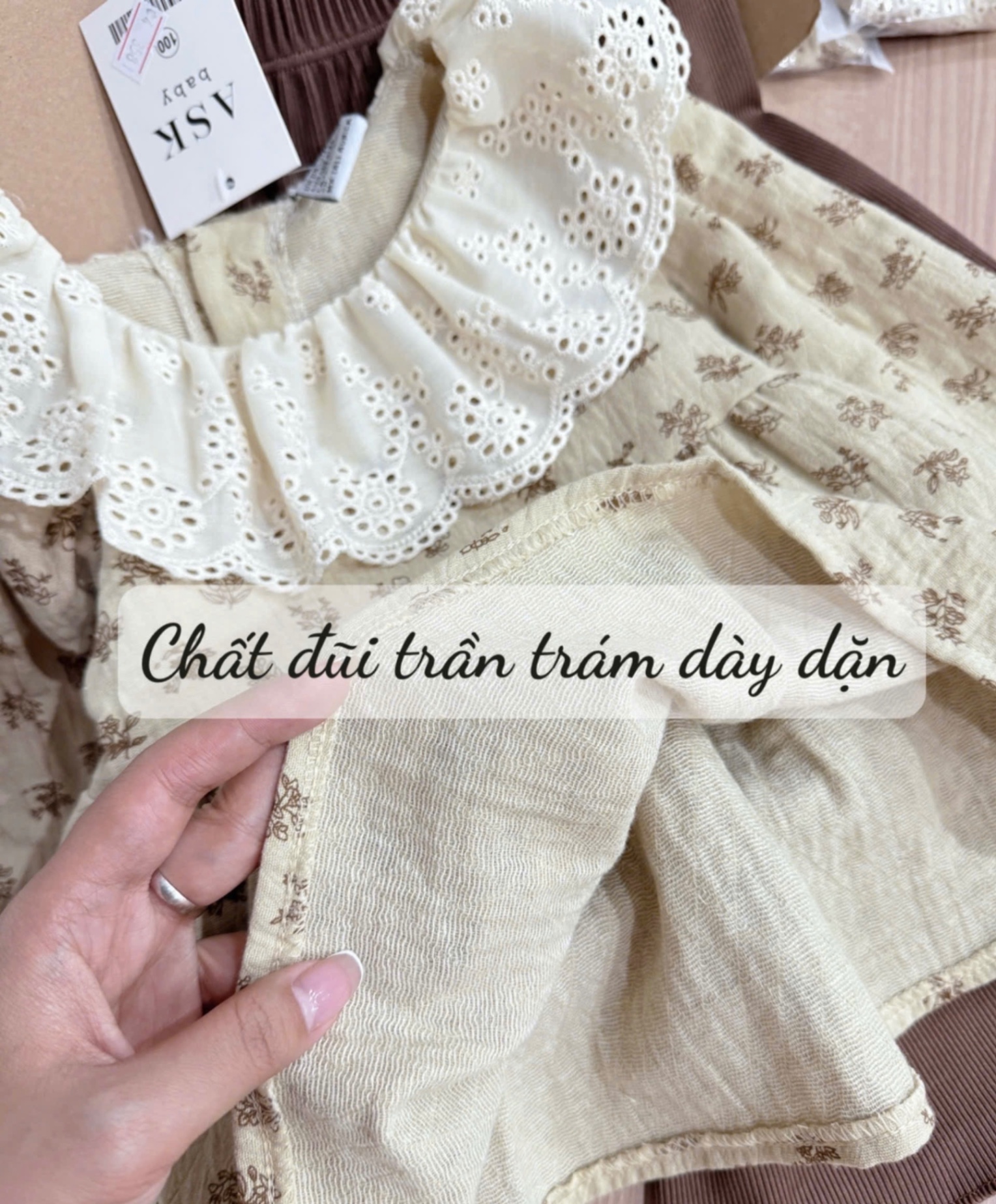 G295 - BỘ BÉ GÁI ÁO BE BABYDOLL HOA CỔ REN QUẦN LOE