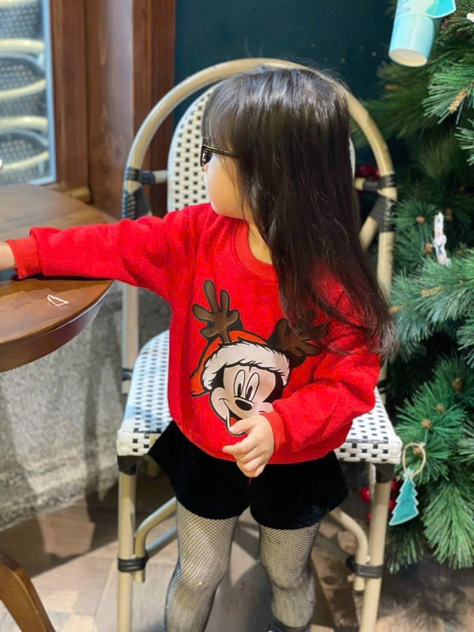 AB621 - SET 2 ÁO BÉ TRAI GÁI NỈ NOEL MICKEY