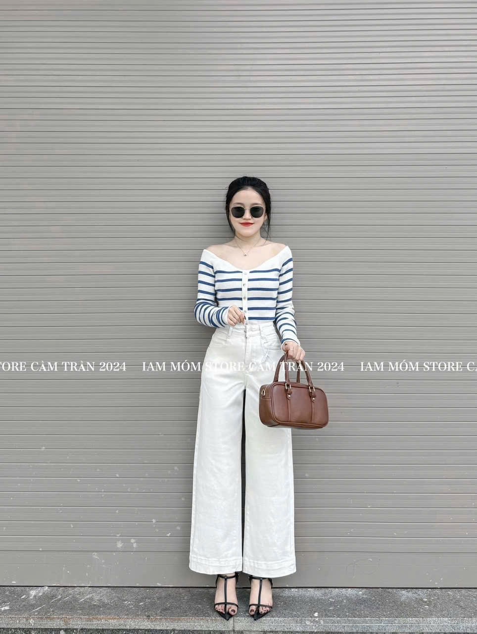 QNU525 - QUẦN JEANS SUÔNG XANH BE THÊU NƠ