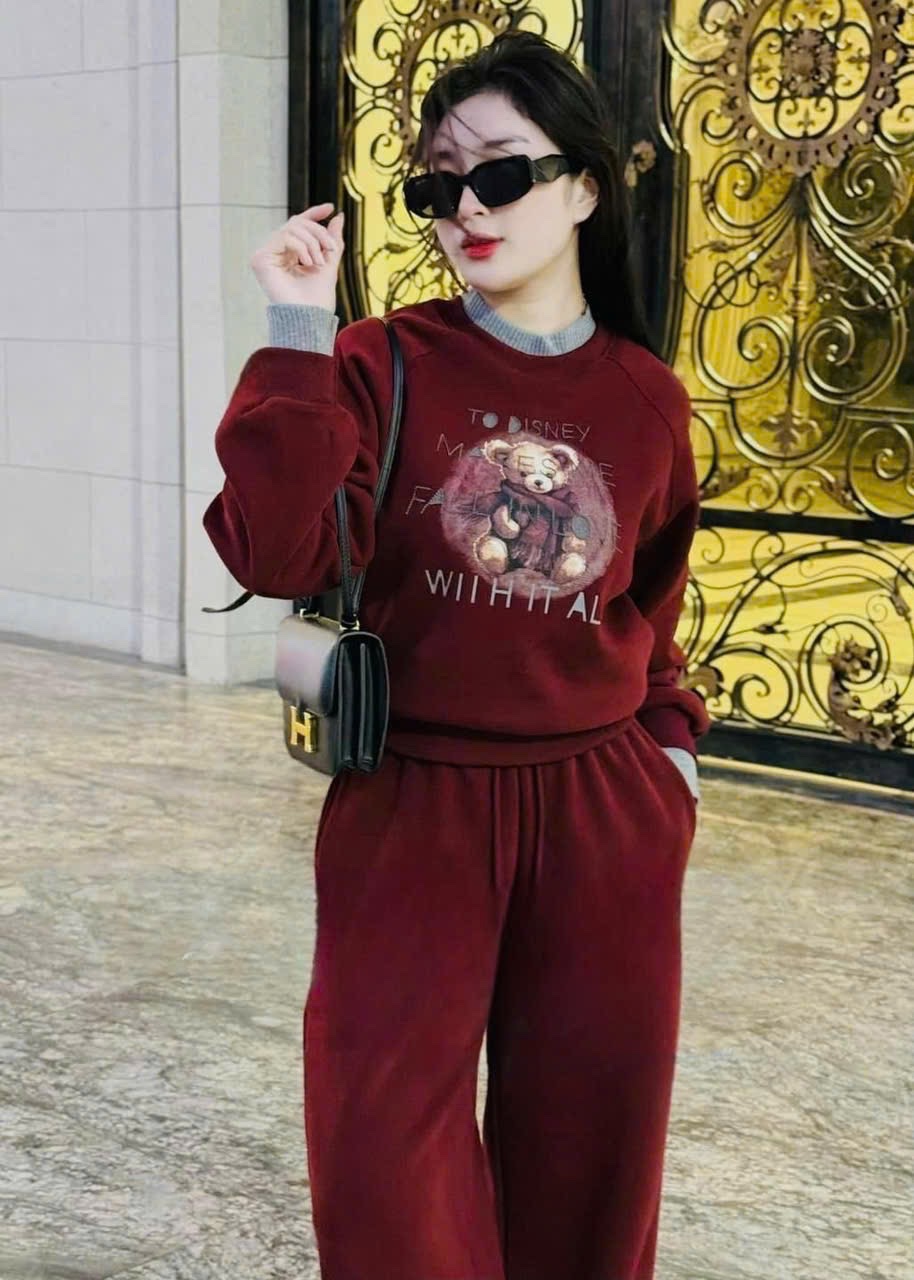 S733 - BỘ HAIDA XỊN ĐỎ GẤU ALL IT CỔ LEN XÁM