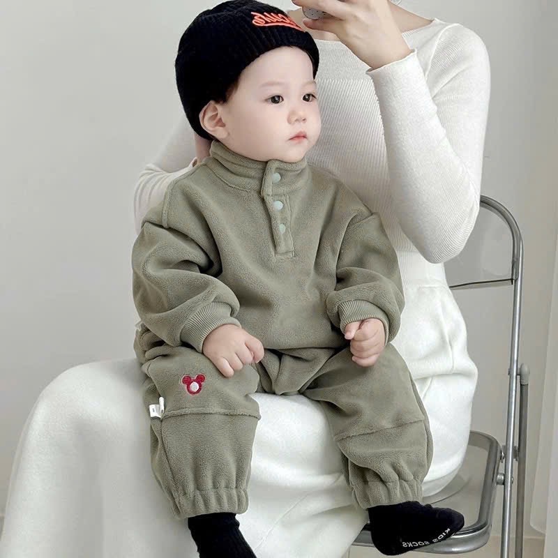 T323 - BỘ BÉ TRAI NỈ COTTON RÊU CỔ CÚC