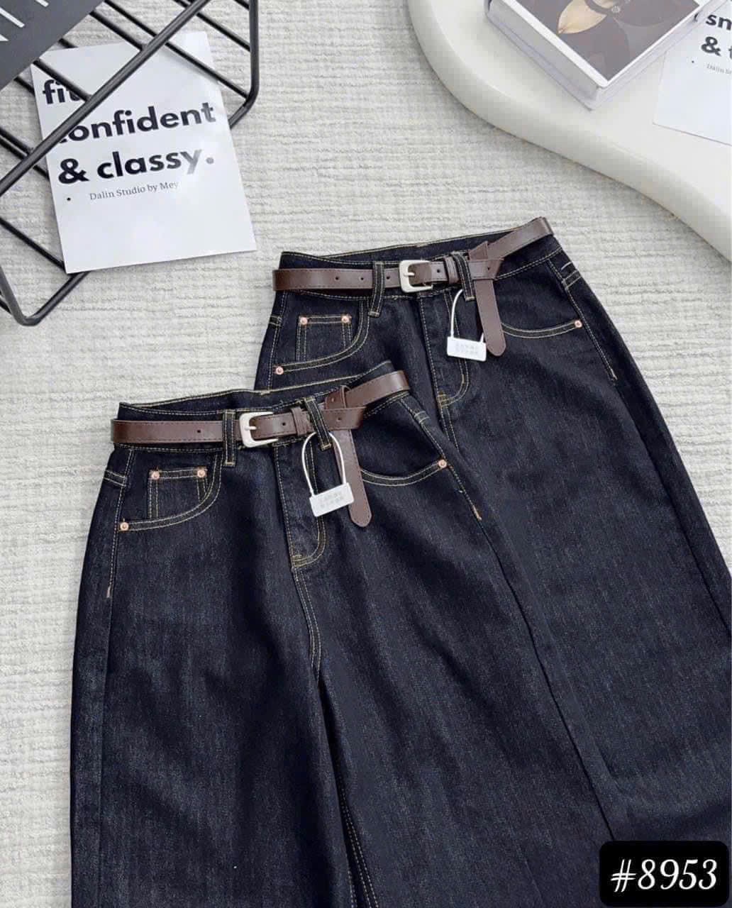 QNU532 - QUẦN JEANS SUÔNG ĐEN GẤU TO ko đai