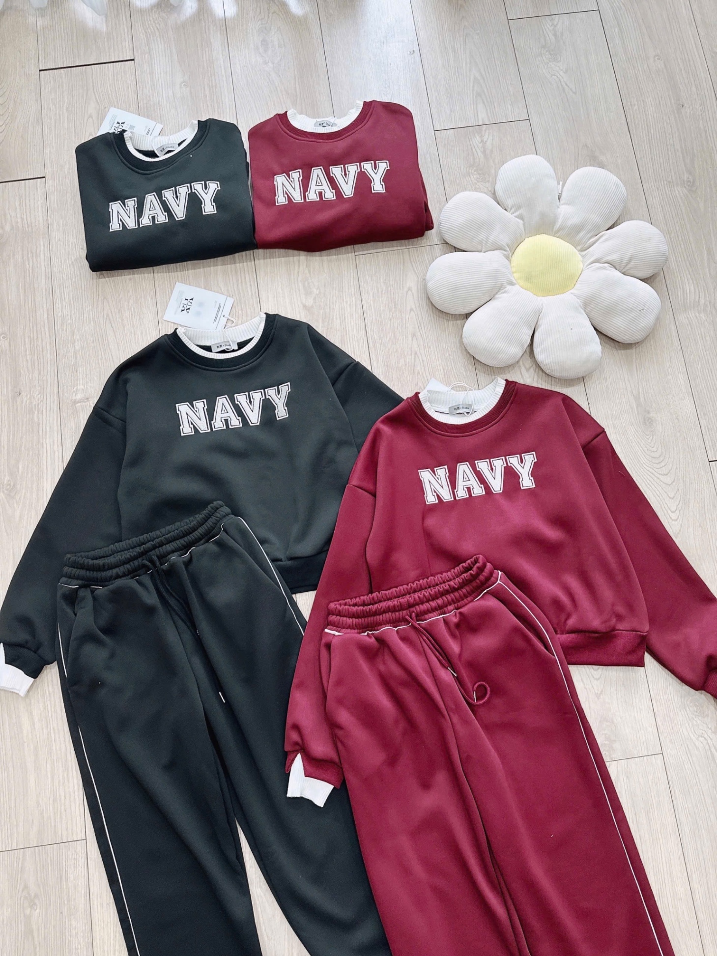 S762 - BỘ NỮ NỈ LÓT LÔNG CỔ LEN NAVY