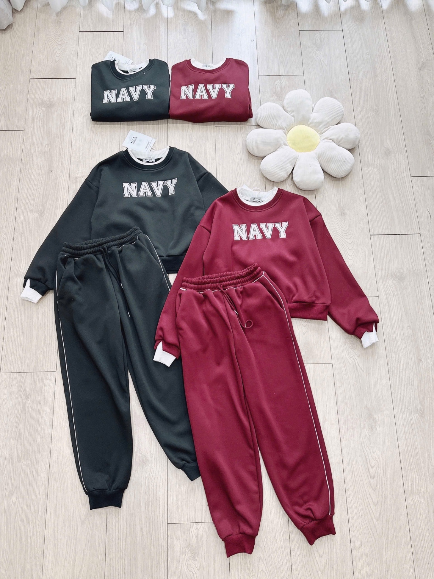 S762 - BỘ NỮ NỈ LÓT LÔNG CỔ LEN NAVY