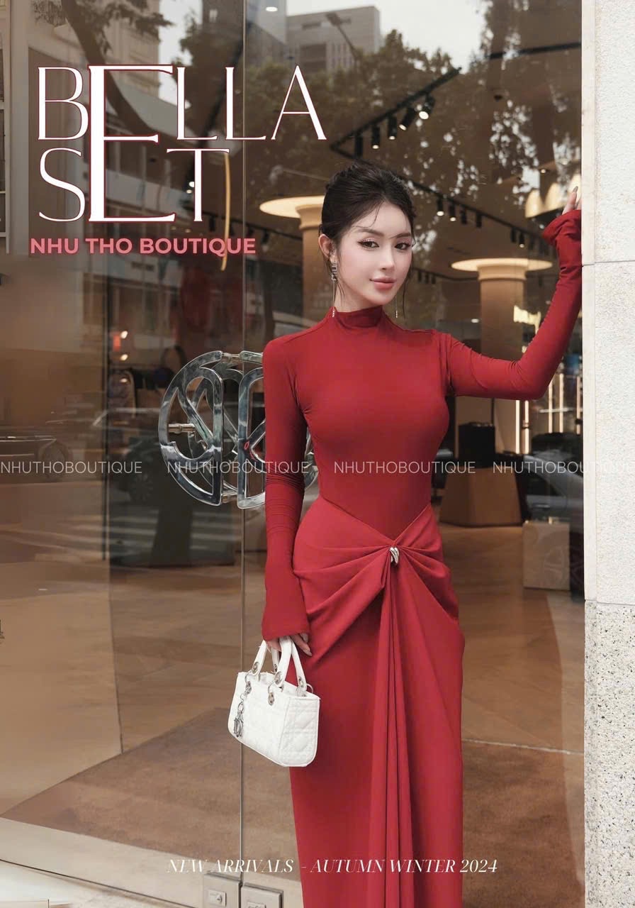 S765 - SET ÁO ZIP ĐỎ CVAY DÀI CÁCH ĐIỆU