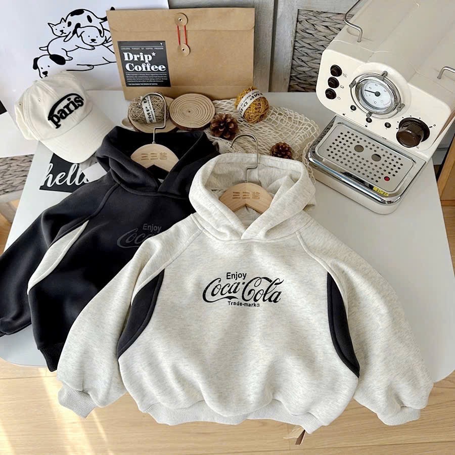 T334 - BỘ BÉ TRAI NỈ HOODIE MŨ CocaCola