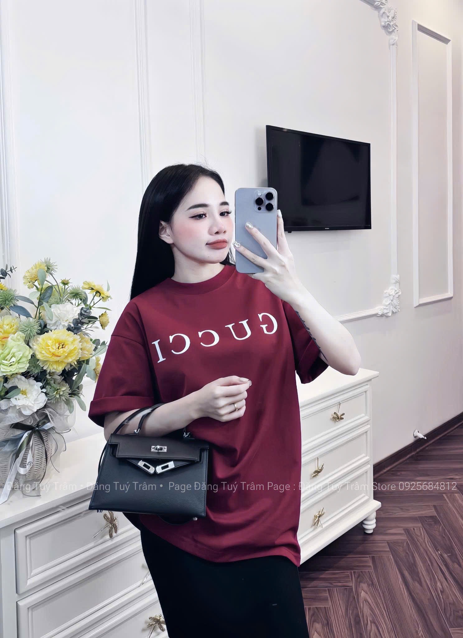 ANU069 - ÁO PHÔNG NỮ ĐỎ ĐẬM GUCCI