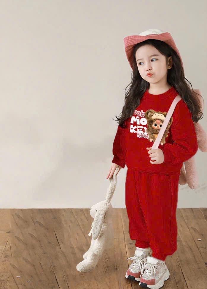 G381 - BỘ BÉ GÁI SIZE ĐẠI NỈ ĐỎ GẤU Baby Moke