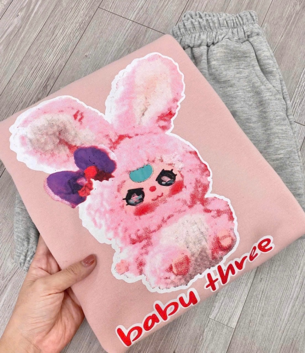 G382 - BỘ BÉ GÁI SIZE ĐẠI NỈ HỒNG GẤU baby three