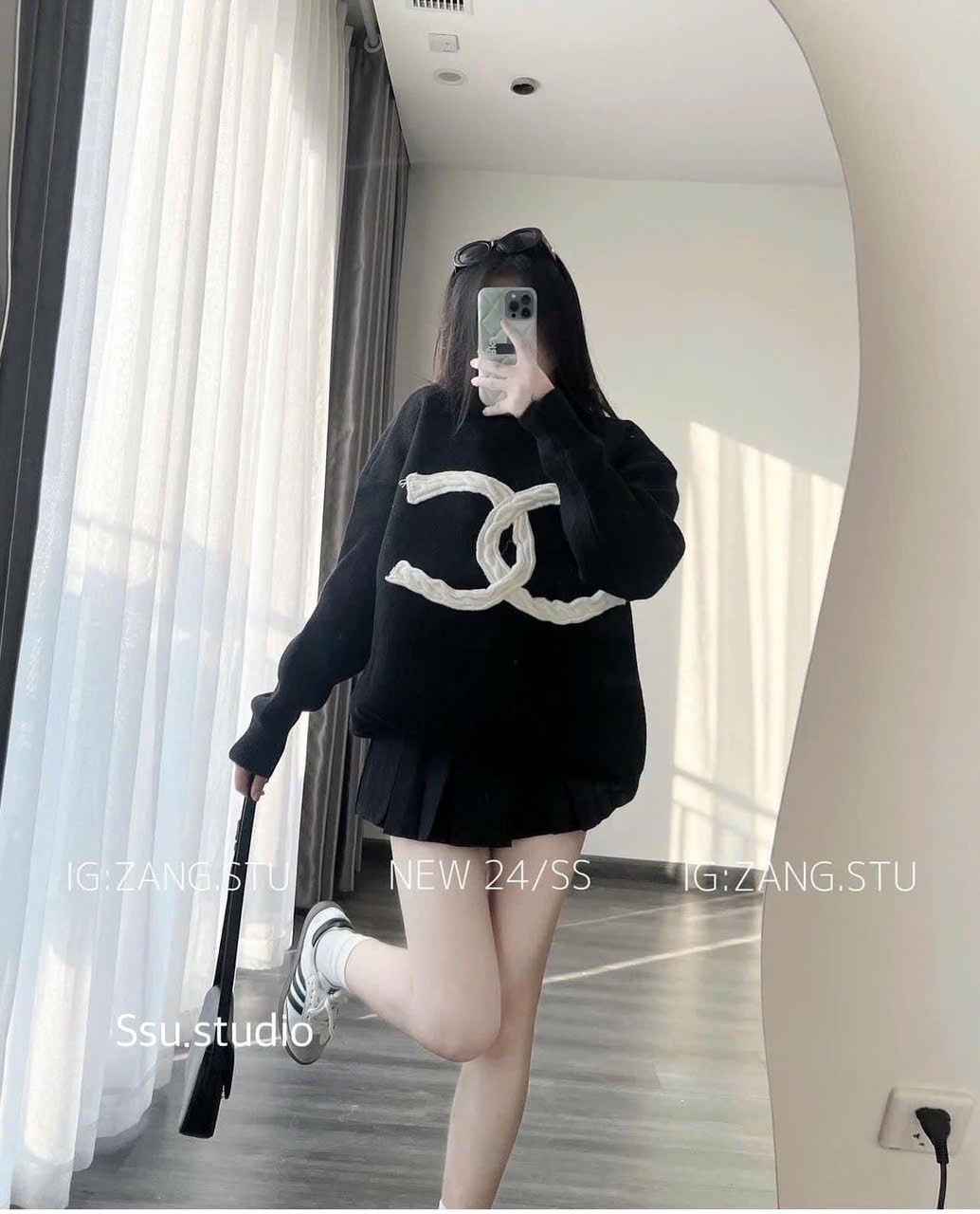 ANU705 - ÁO LEN QC CHANEL DÂY TẾT