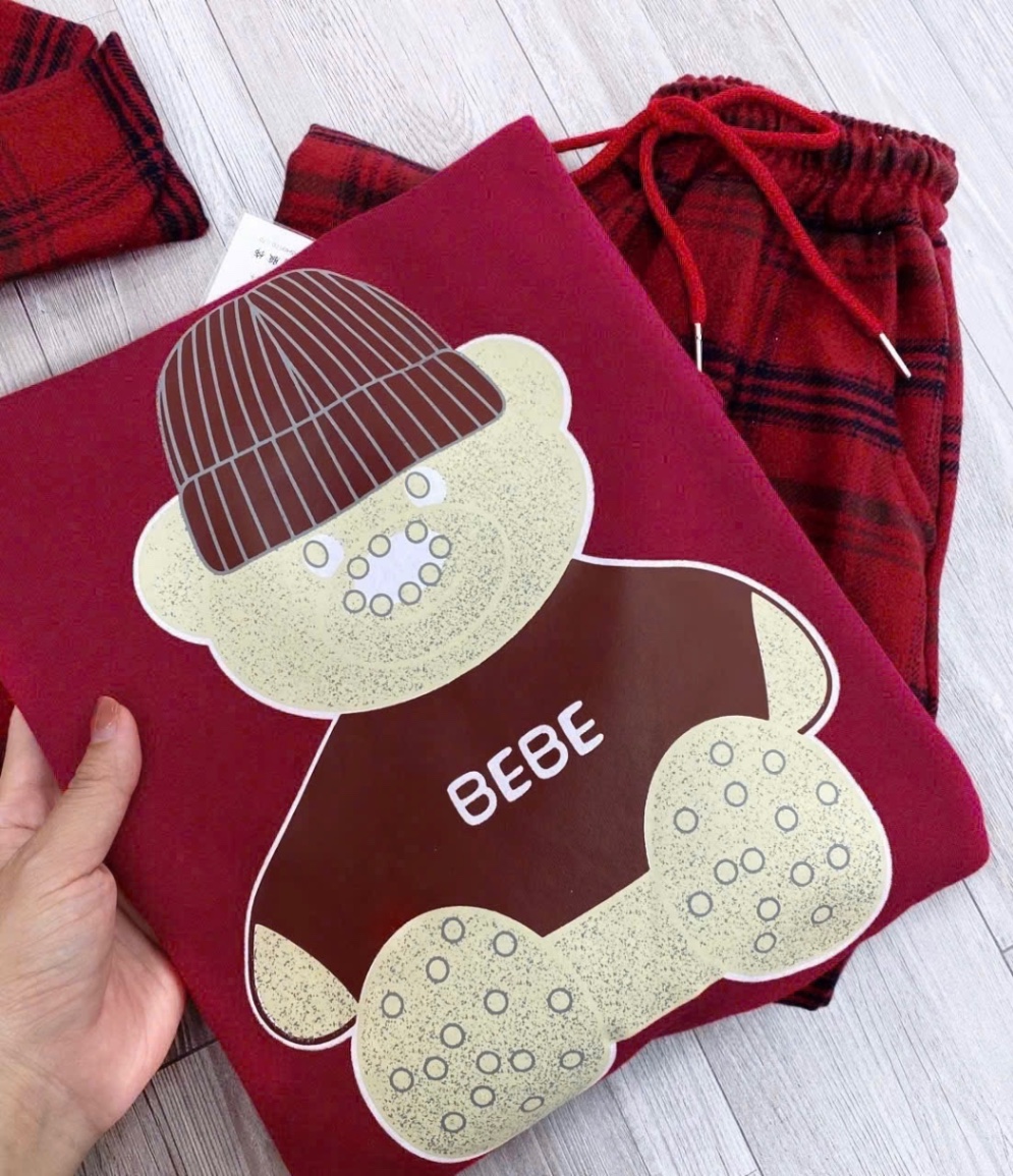 G384 - BỘ BÉ GÁI SIZE ĐẠI KÈM KHĂN GẤU BEBE