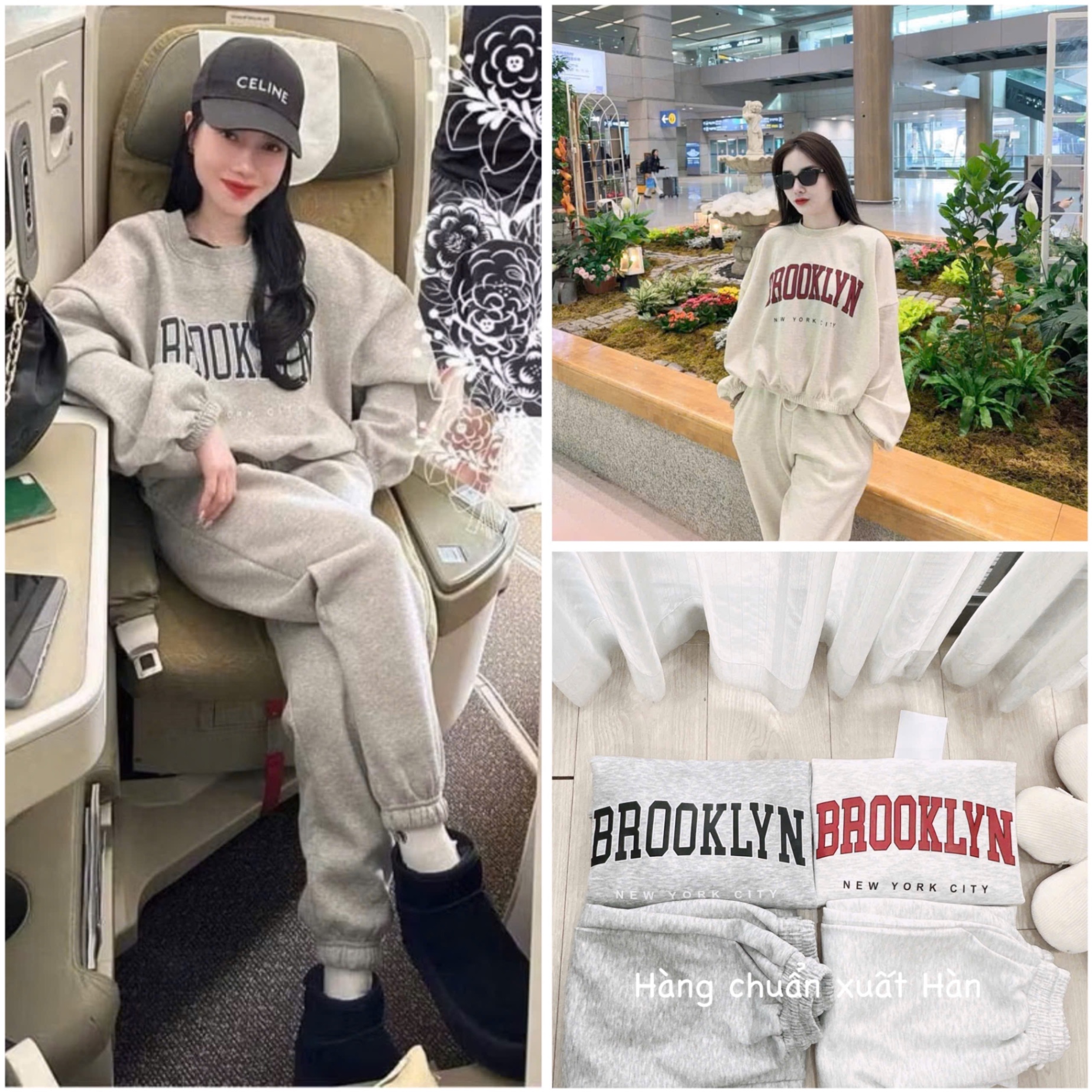 S789 - BỘ NỮ NỈ DƯ MÀU GHI BROOKLYN