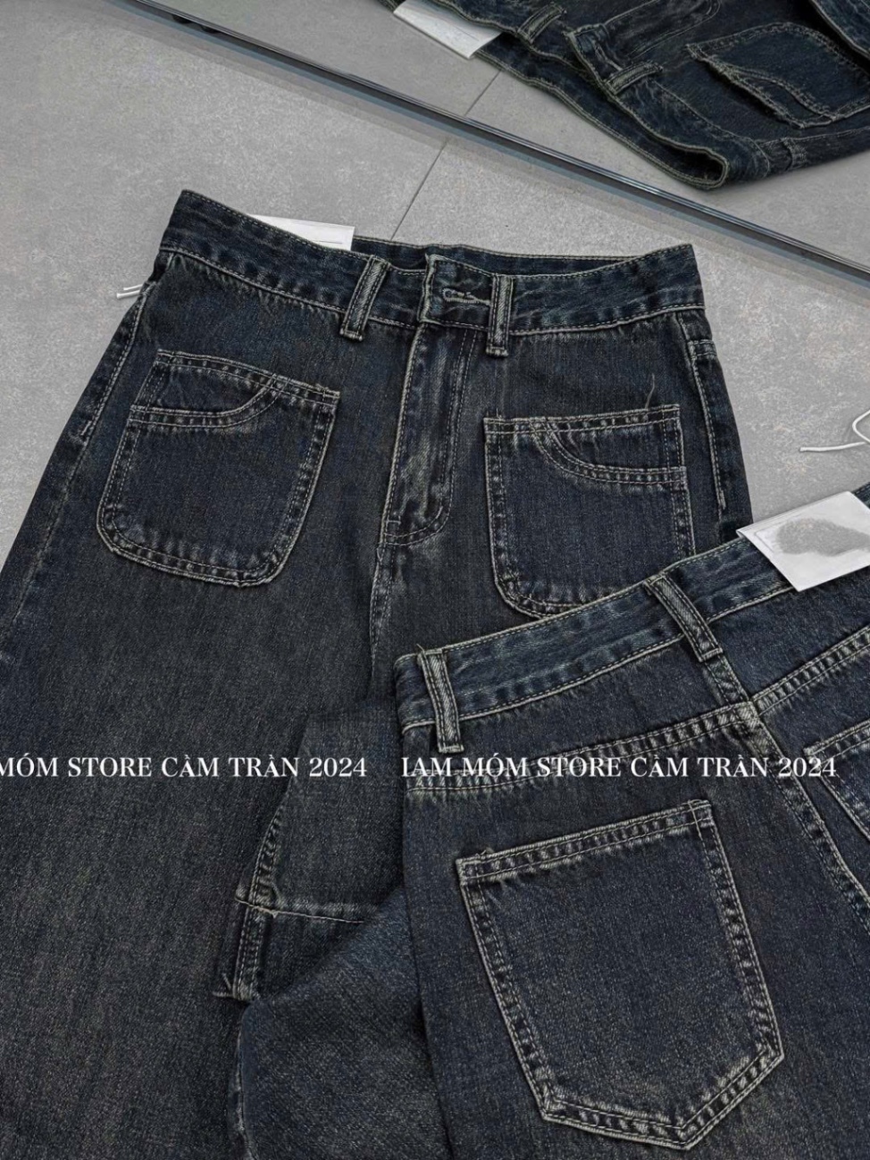 QNU538 - QUẦN JEANS XANH SUÔNG 2 TÚI TRƯỚC M3509