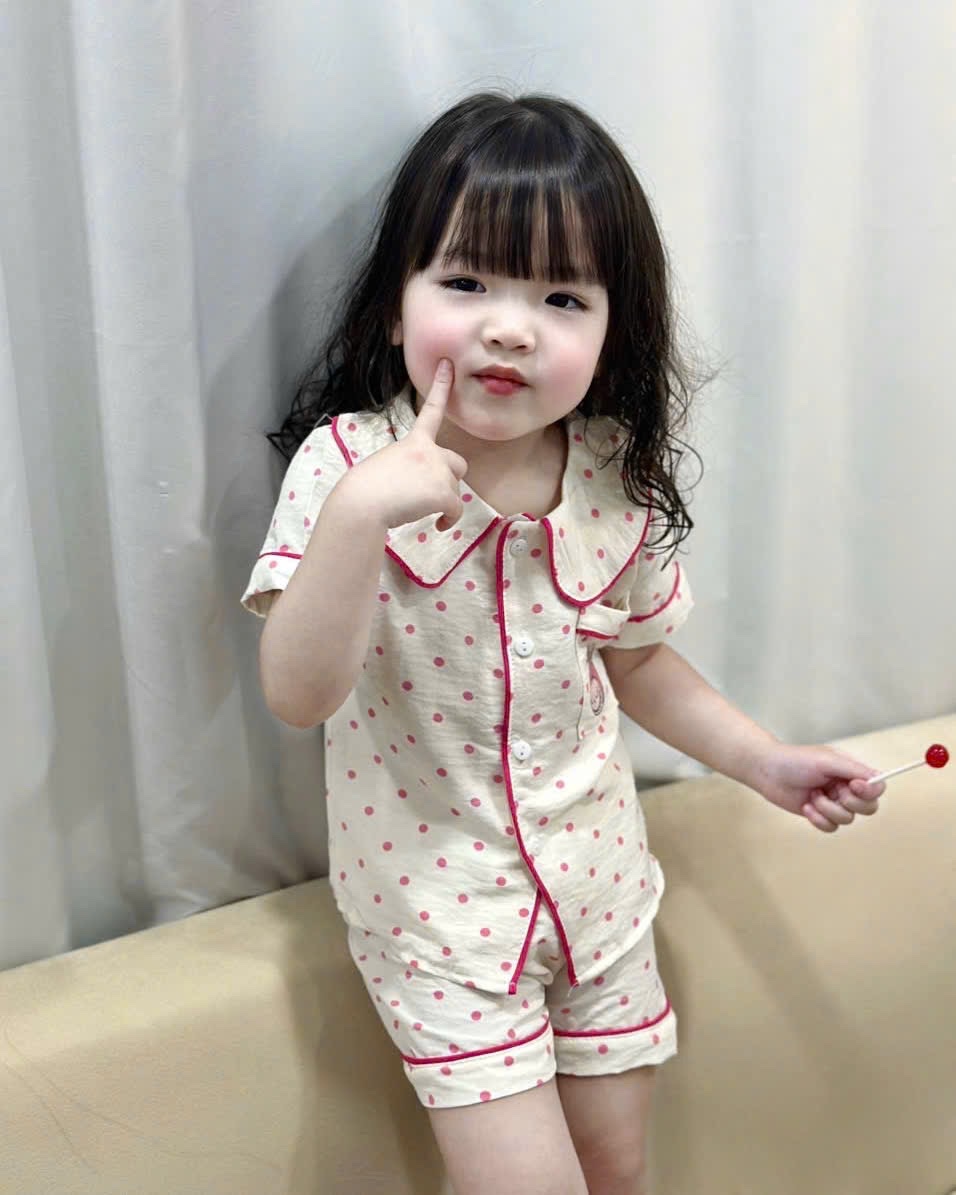 T380 - SET 2 BỘ BÉ TRAI GÁI PYJAMA KẺ CARO LABUBU