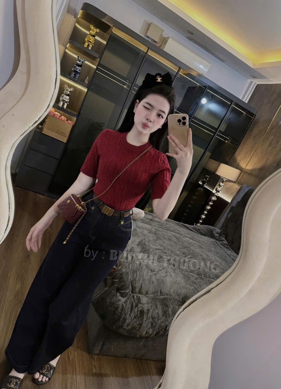 QNU546 - QUẦN JEANS SUÔNG XANH ĐẬM TÚI CHÉO