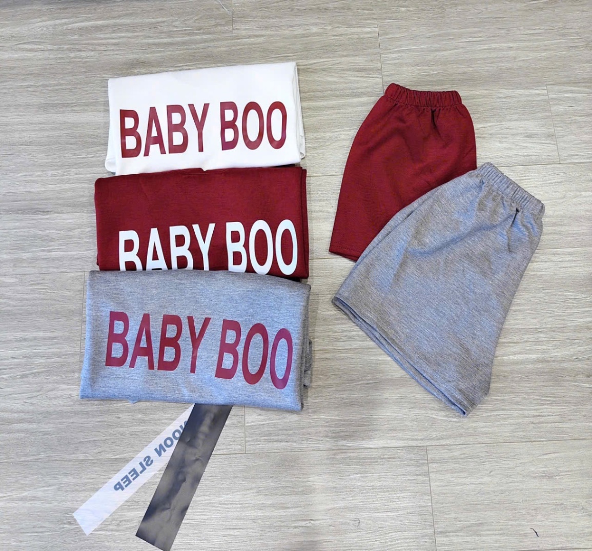 S810 - BỘ ĐÙI NỮ ÁO CỘC CỔ TIM BABY BOO