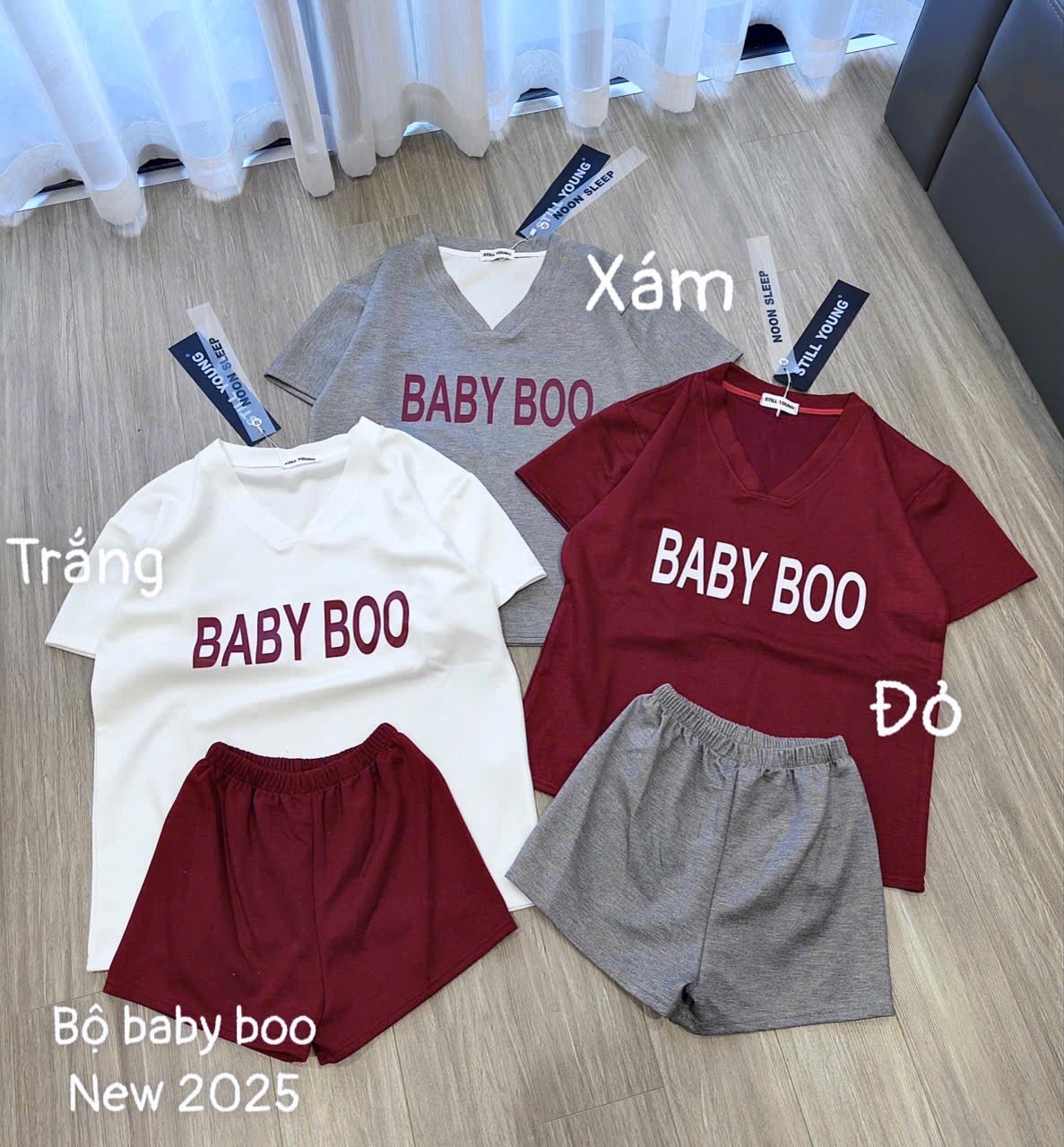 S810 - BỘ ĐÙI NỮ ÁO CỘC CỔ TIM BABY BOO