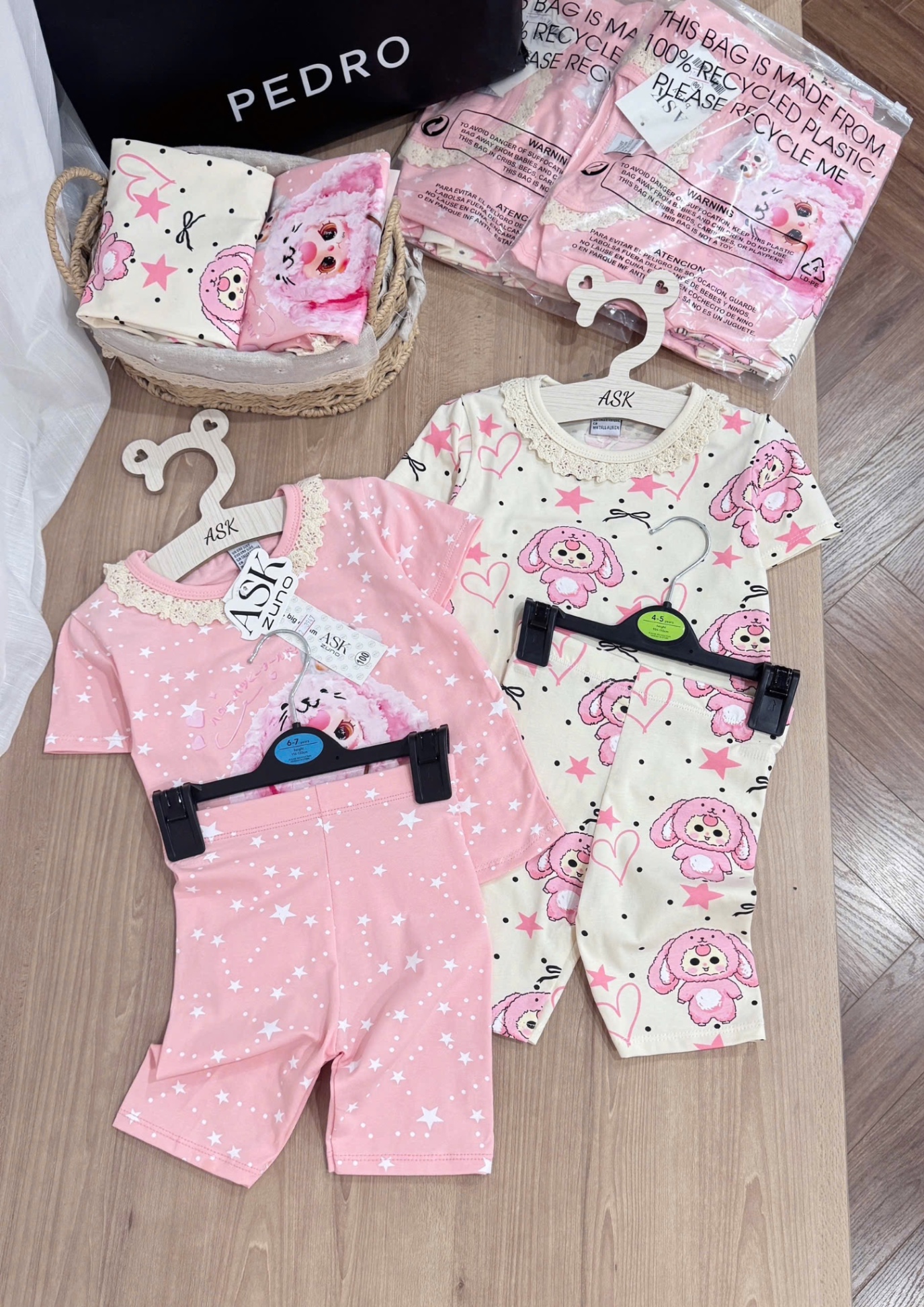 G411 - SET 2 BỘ ĐÙI BÉ GÁI BABYTHREE SAO CỔ REN hồng be