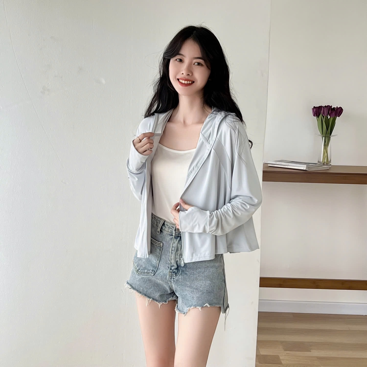 ANU131 - ÁO CHỐNG NẮNG NỮ THỜI TRANG MŨ VÀNH