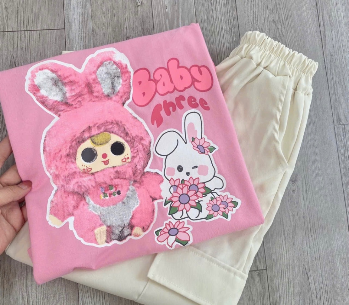 G417 - BỘ BÉ GÁI SIZE ĐẠI ÁO HỒNG BABY3 QUẦN HỘP