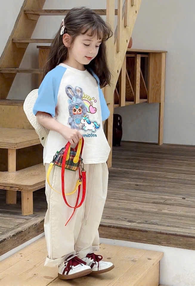 G421 - BỘ BÉ GÁI SIZE ĐẠI ÁO XANH TRẮNG BABY3 QUẦN SUÔNG