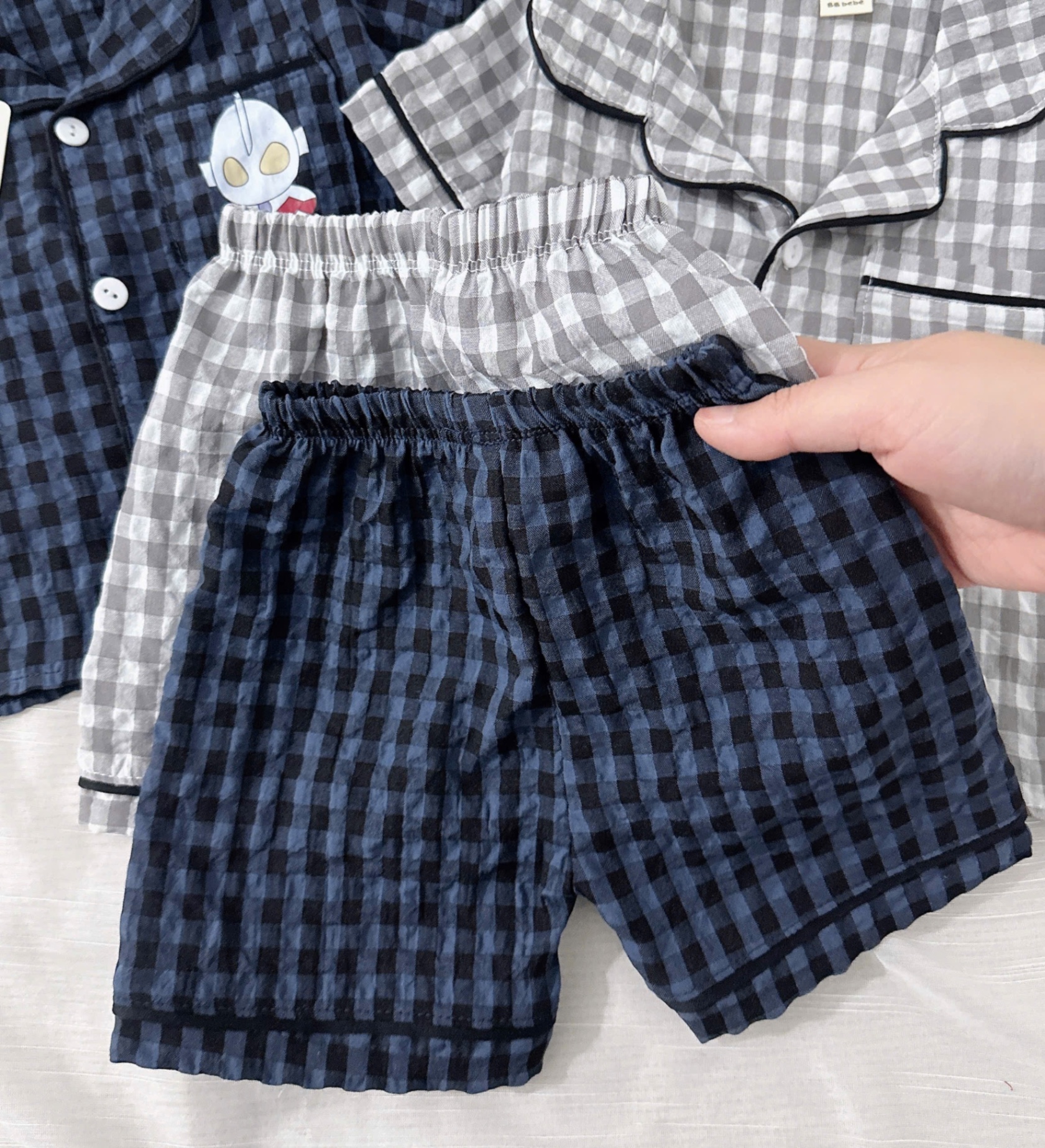 T448 - SET 2 BỘ ĐÙI BÉ TRAI PYJAMA KẺ CARO OTO