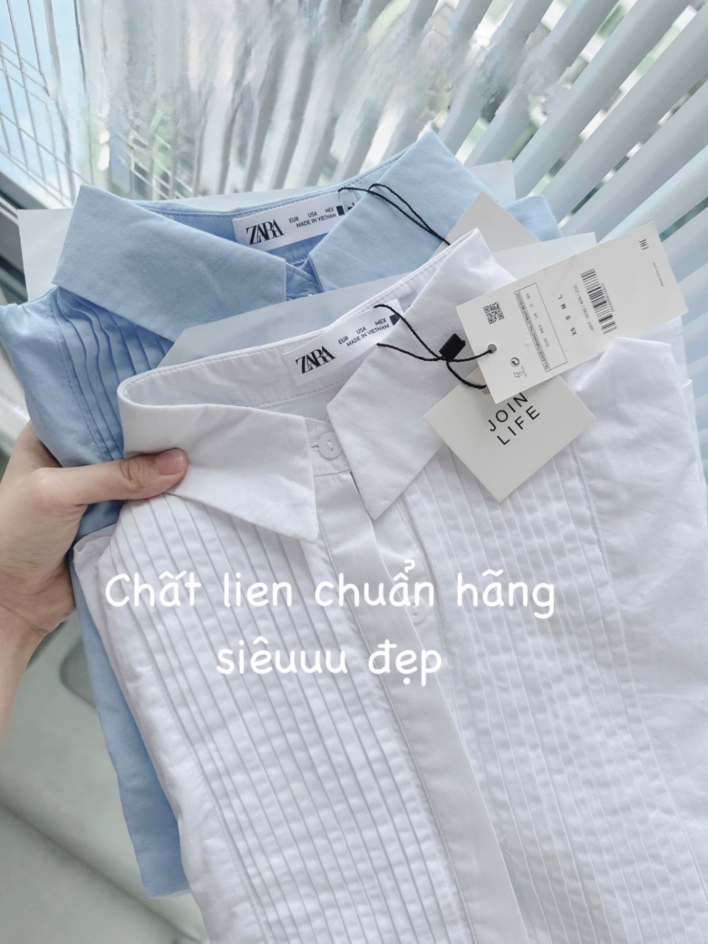 ANU157 - ÁO SƠ MI NỮ DÀI TAY LI DỌC