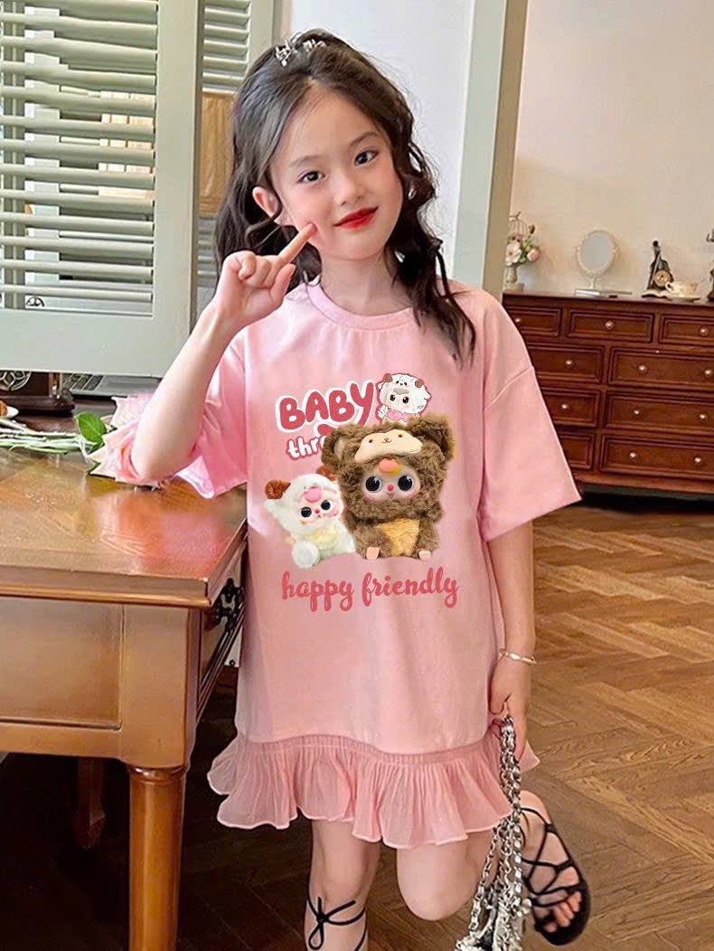 VB511 - VÁY BÉ GÁI SIZE ĐẠI HỒNG BABY3 friendly BÈO