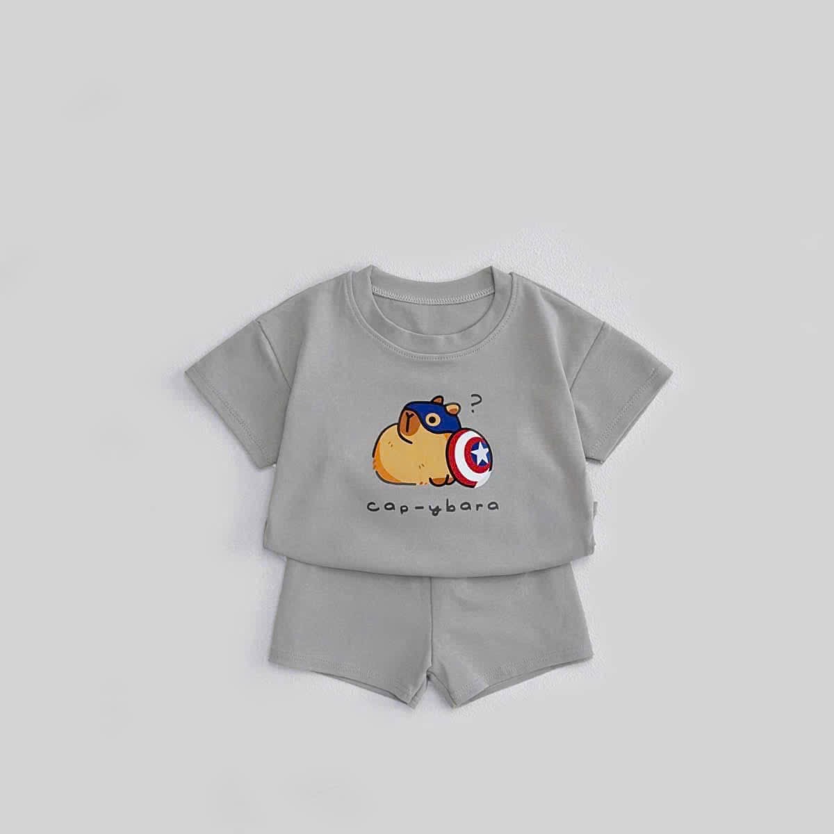 T528 - SET 2 BỘ ĐÙI BÉ TRAI CAPYBARA ghi xanh dương