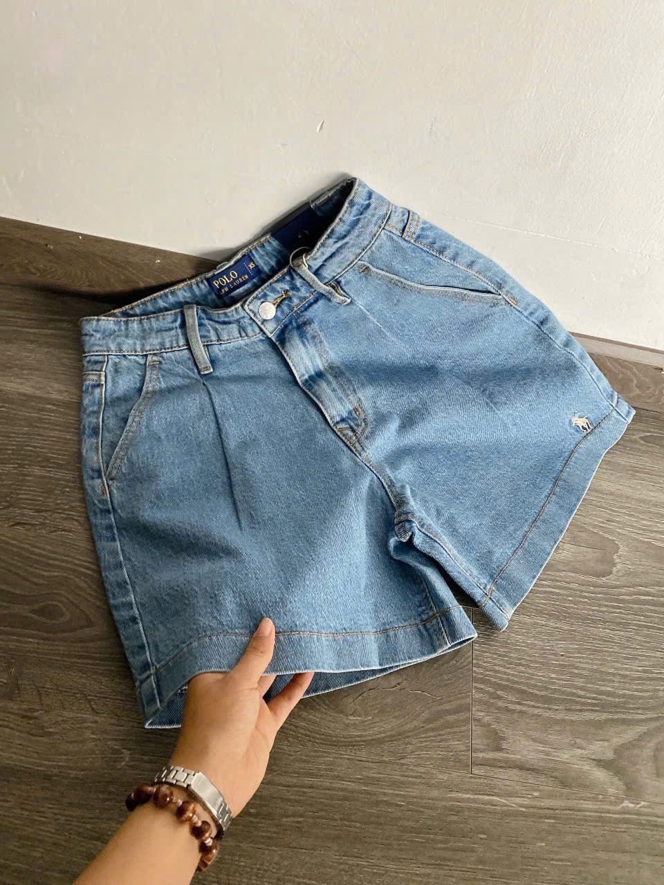 QNU574 - QUẦN ĐÙI BÒ XUẤT DƯ XANH THÊU KỊ SĨ