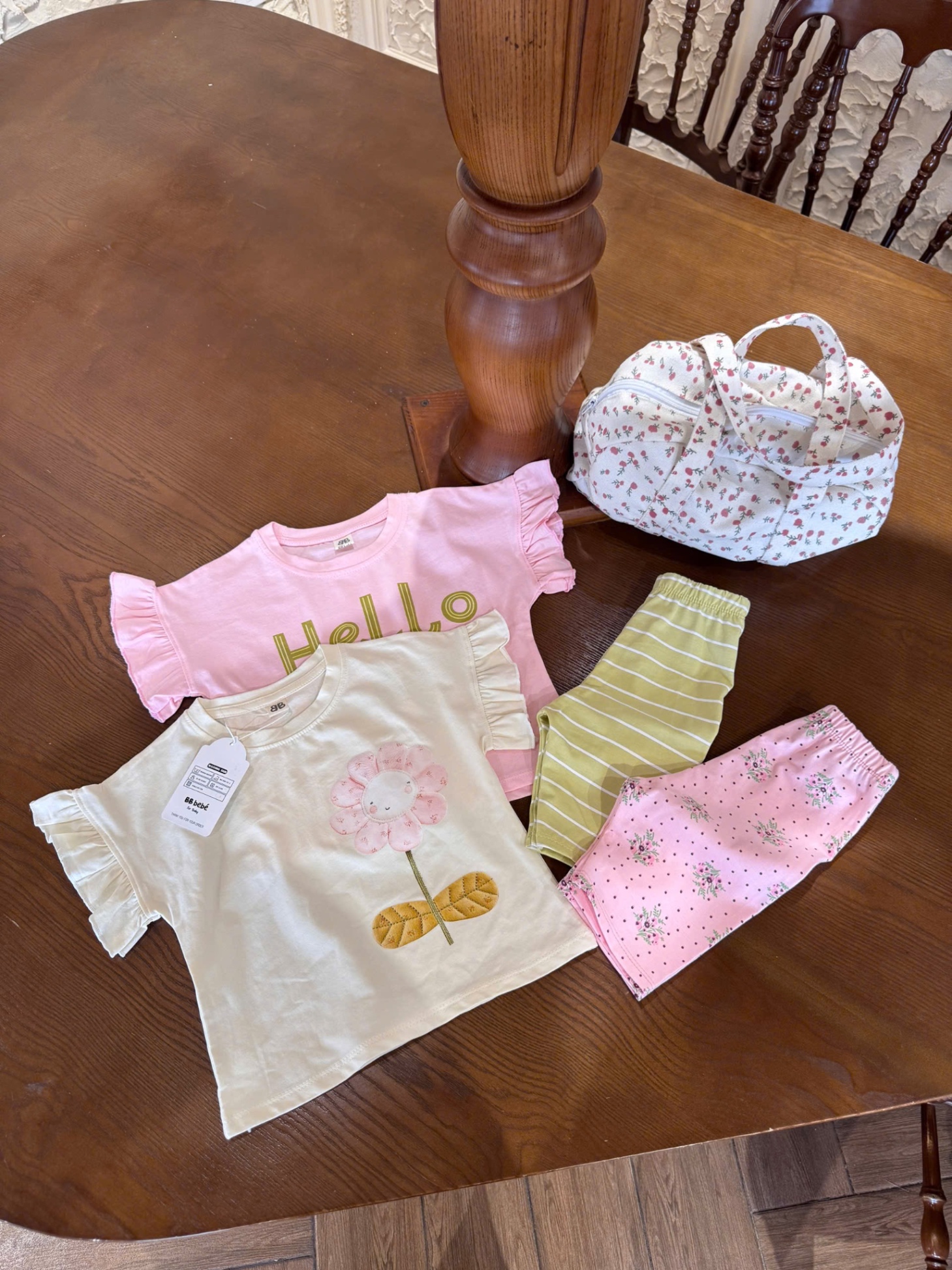 G544 - SET 2 BỘ BÉ GÁI QUẦN NGỐ BÈO VAI Hello Happy