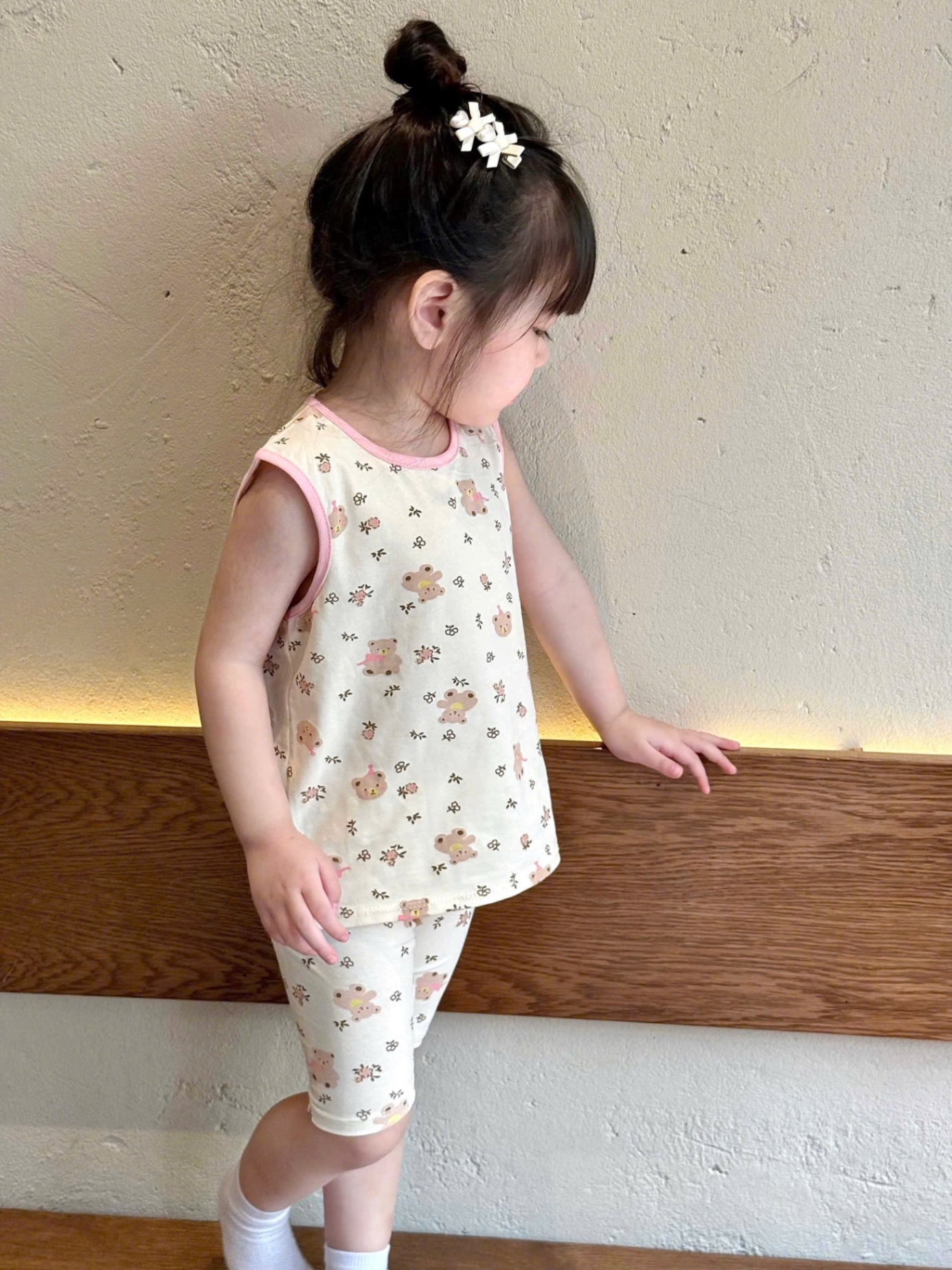 G542 - SET 3 BỘ BÉ GÁI QUẦN NGỐ HỒNG KẺ GẤU