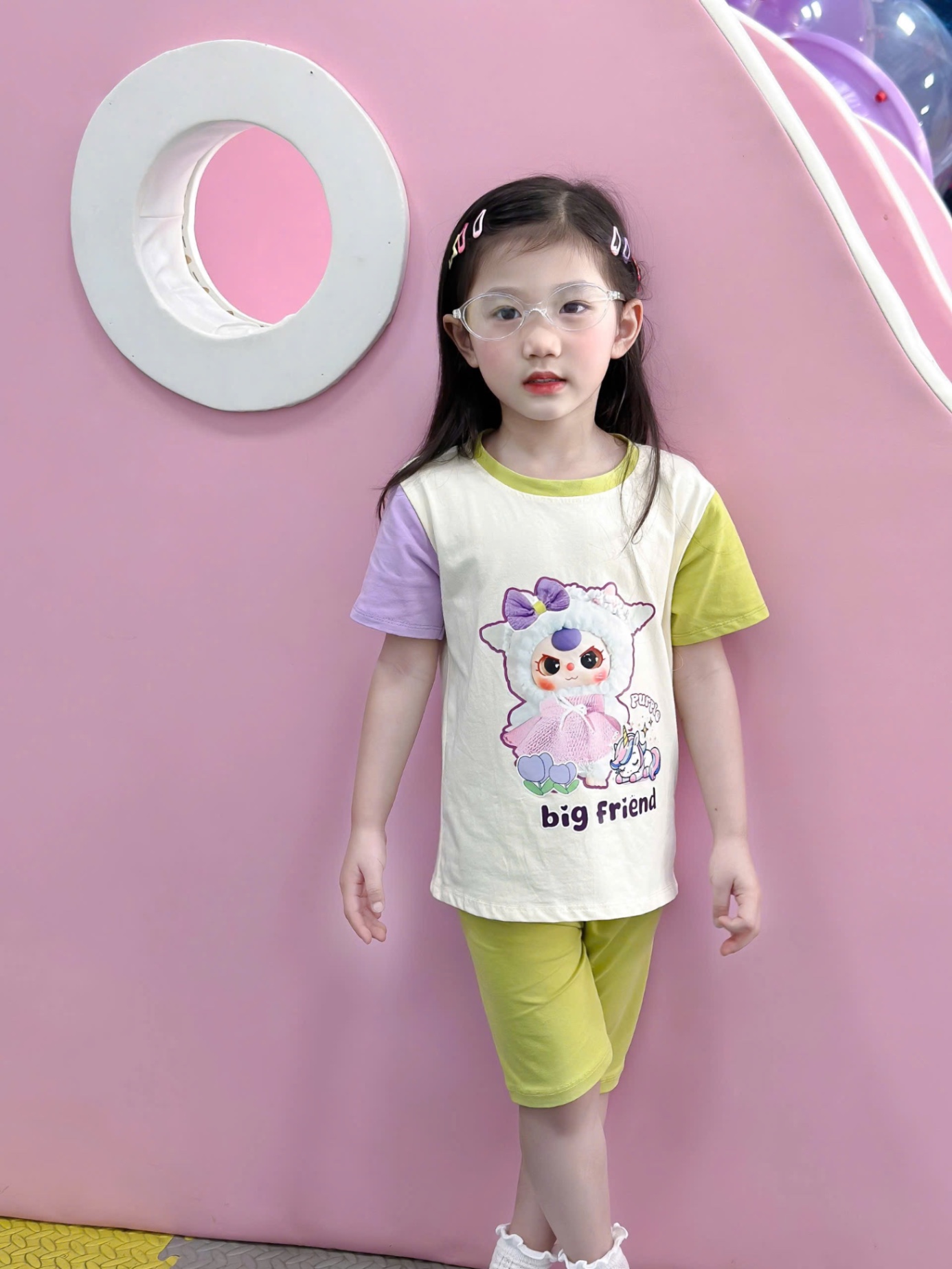 G533 - SET 2 BỘ ĐÙI BÉ GÁI BABY3 big friend BE PHỐI TAY