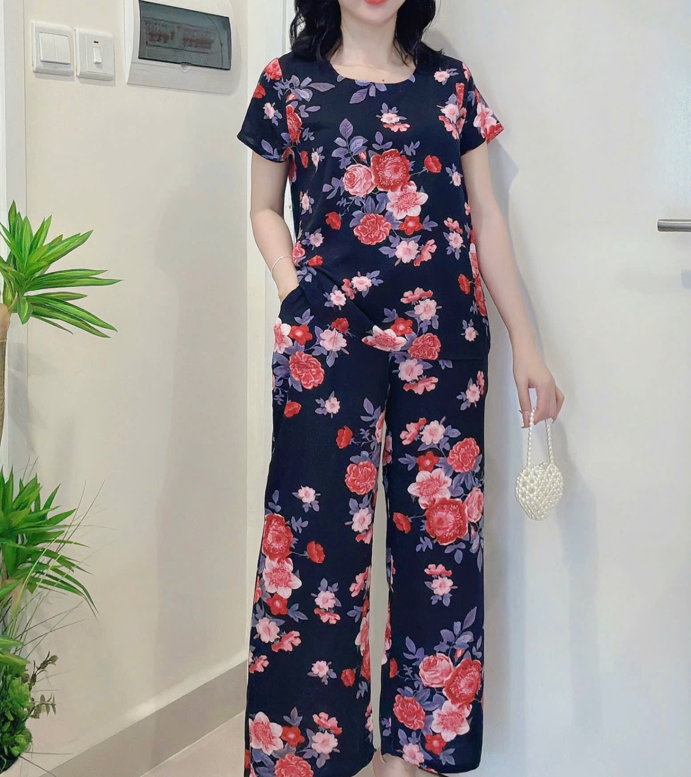 S897 - BỘ LANH QUẦN DÀI HOA LÁ CHO MẸ