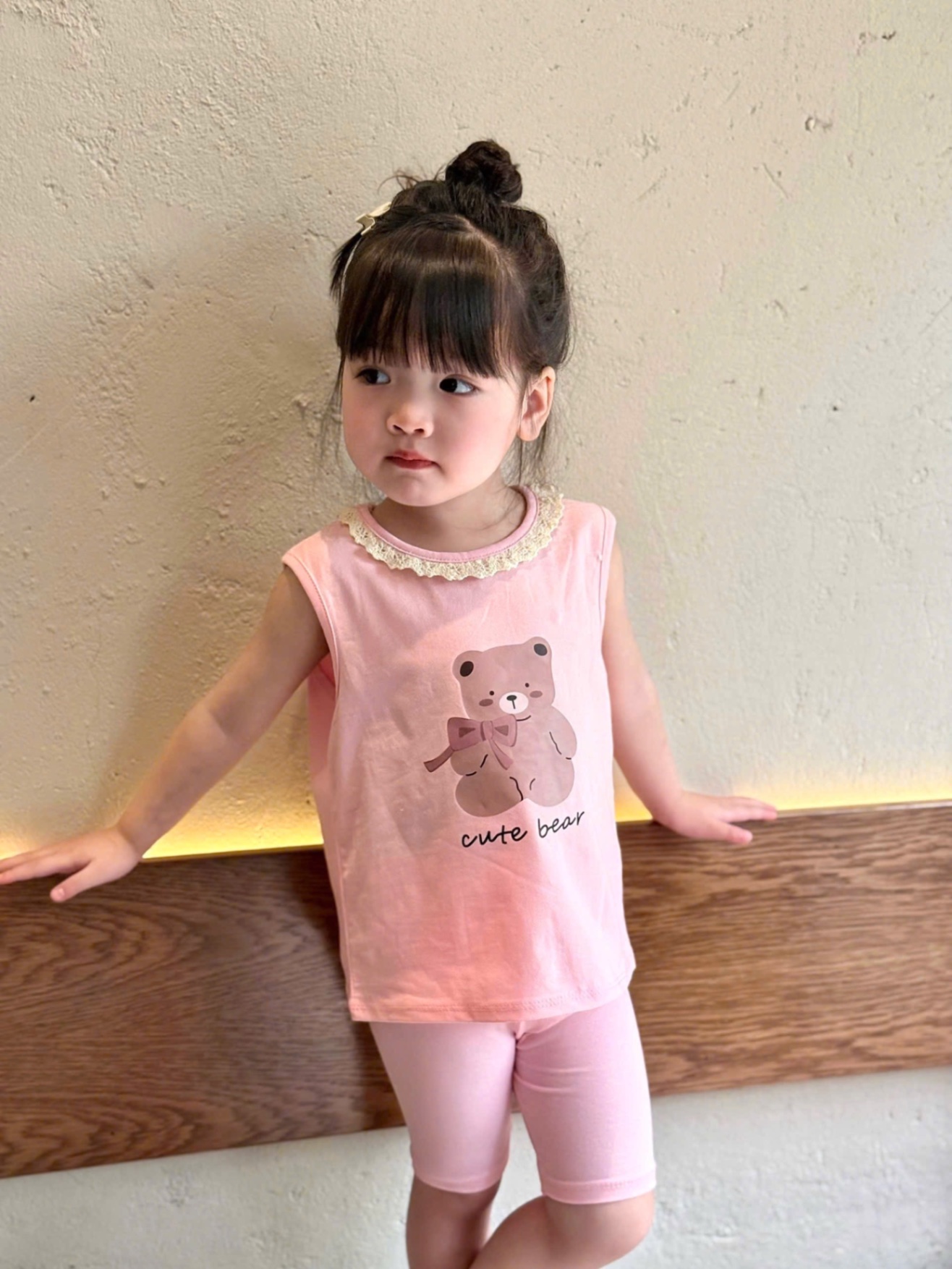G542 - SET 3 BỘ BÉ GÁI QUẦN NGỐ HỒNG KẺ GẤU