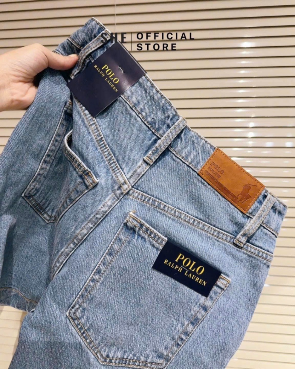 QNU574 - QUẦN ĐÙI BÒ XUẤT DƯ XANH THÊU KỊ SĨ