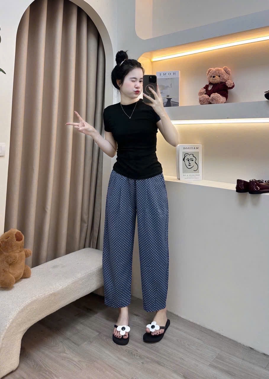 QNU575 - QUẦN BAGGY CHẤM BI CẠP CHUN