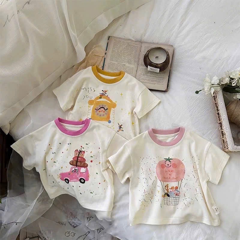 AB706 - SET 3 ÁO BÉ GÁI CỘC TRẮNG CỔ VIỀN miss you