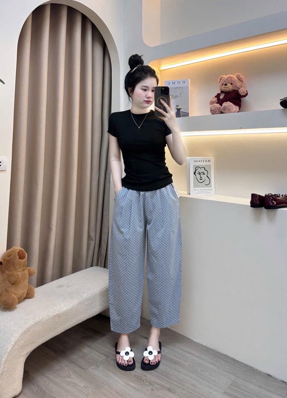 QNU575 - QUẦN BAGGY CHẤM BI CẠP CHUN