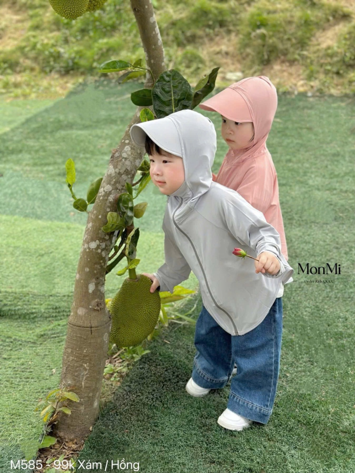 AB699 - ÁO CHỐNG NẮNG BÉ MÀU GHI HỒNG