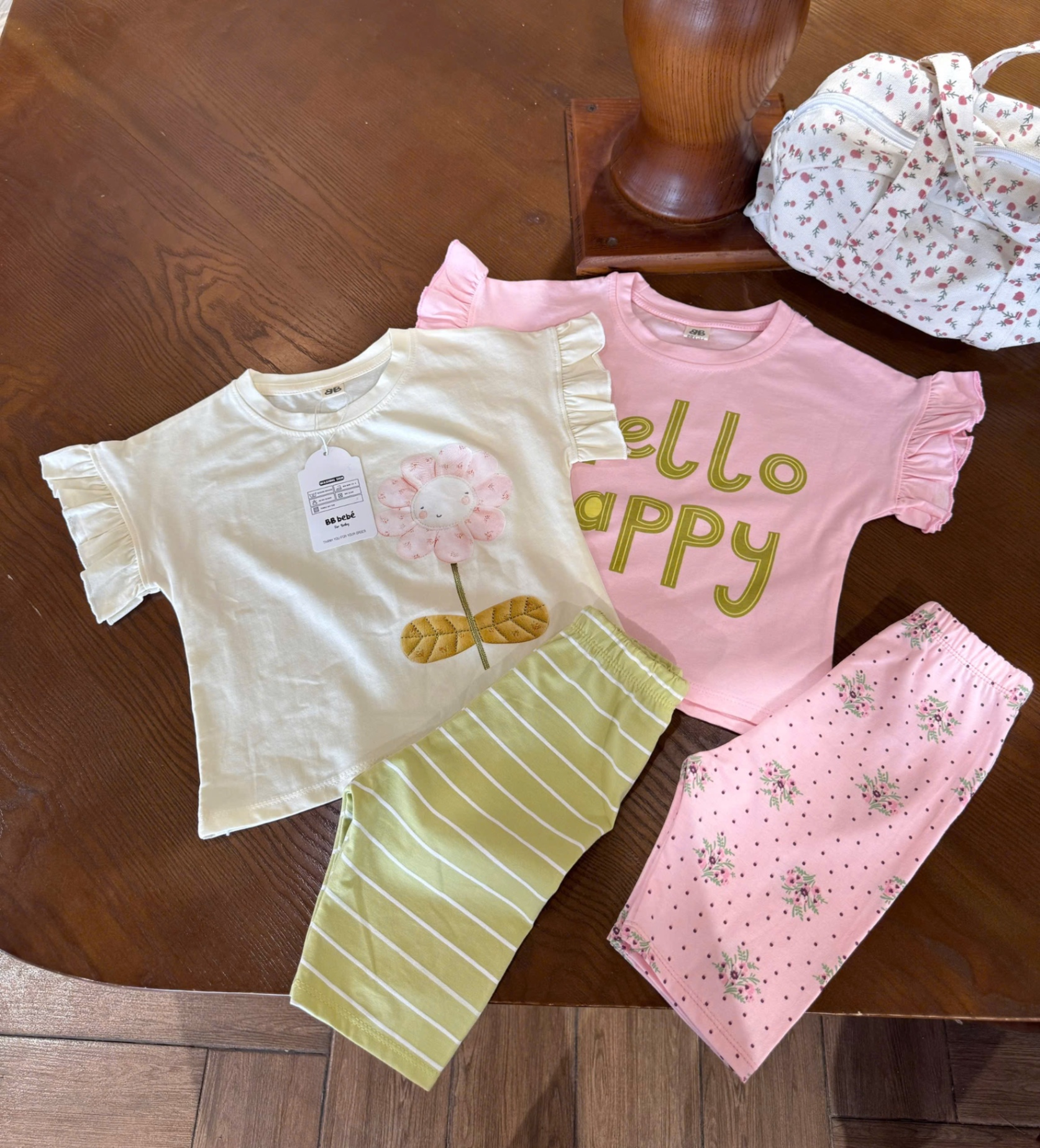 G544 - SET 2 BỘ BÉ GÁI QUẦN NGỐ BÈO VAI Hello Happy