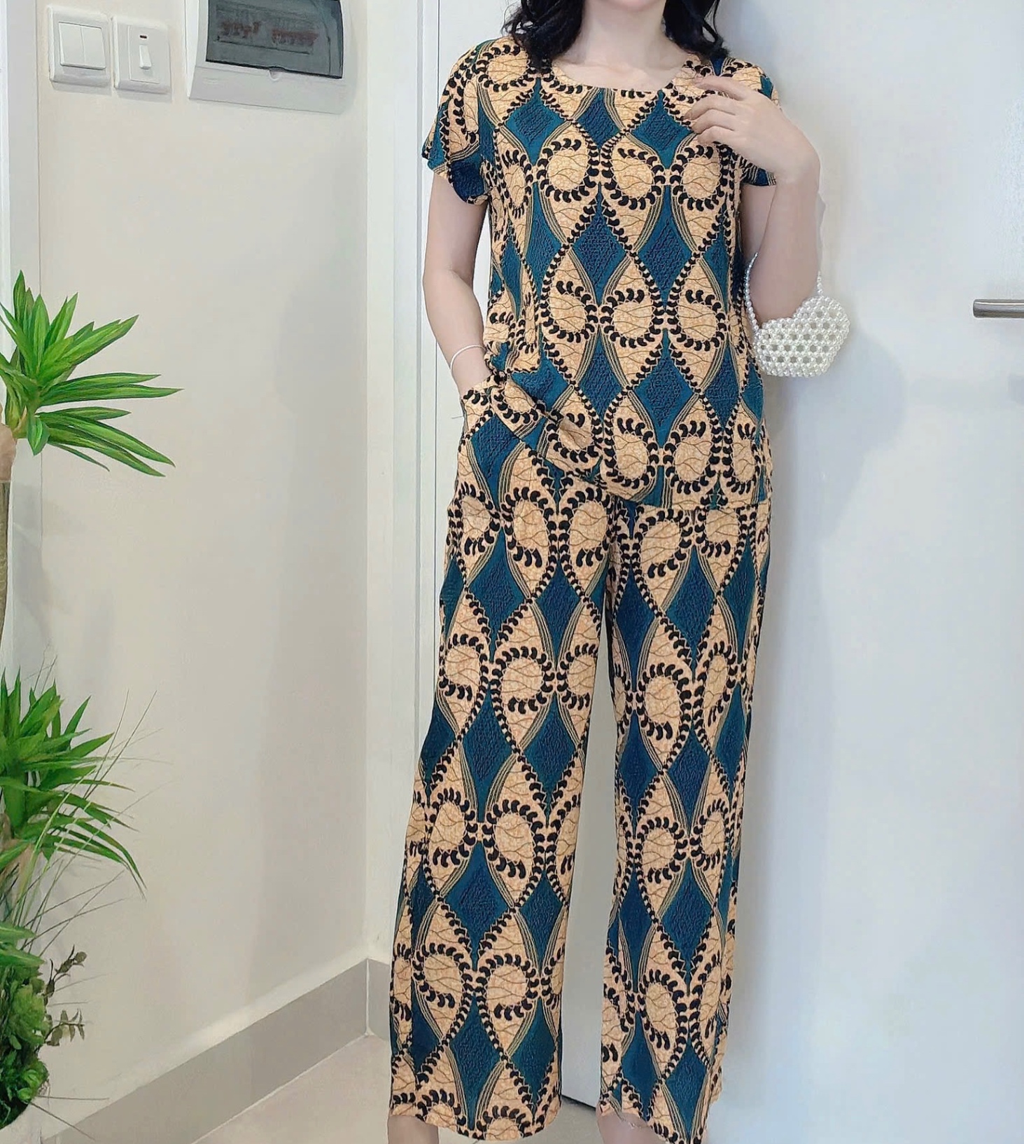 S897 - BỘ LANH QUẦN DÀI HOA LÁ CHO MẸ