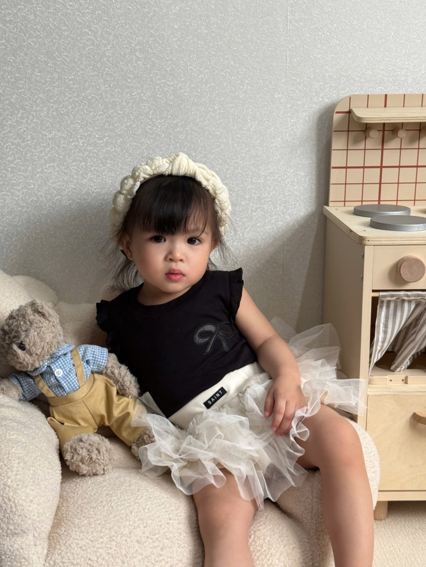 AB701 - SET 2 ÁO BÉ GÁI ĐEN TRẮNG BÈO VAI THÊU NƠ