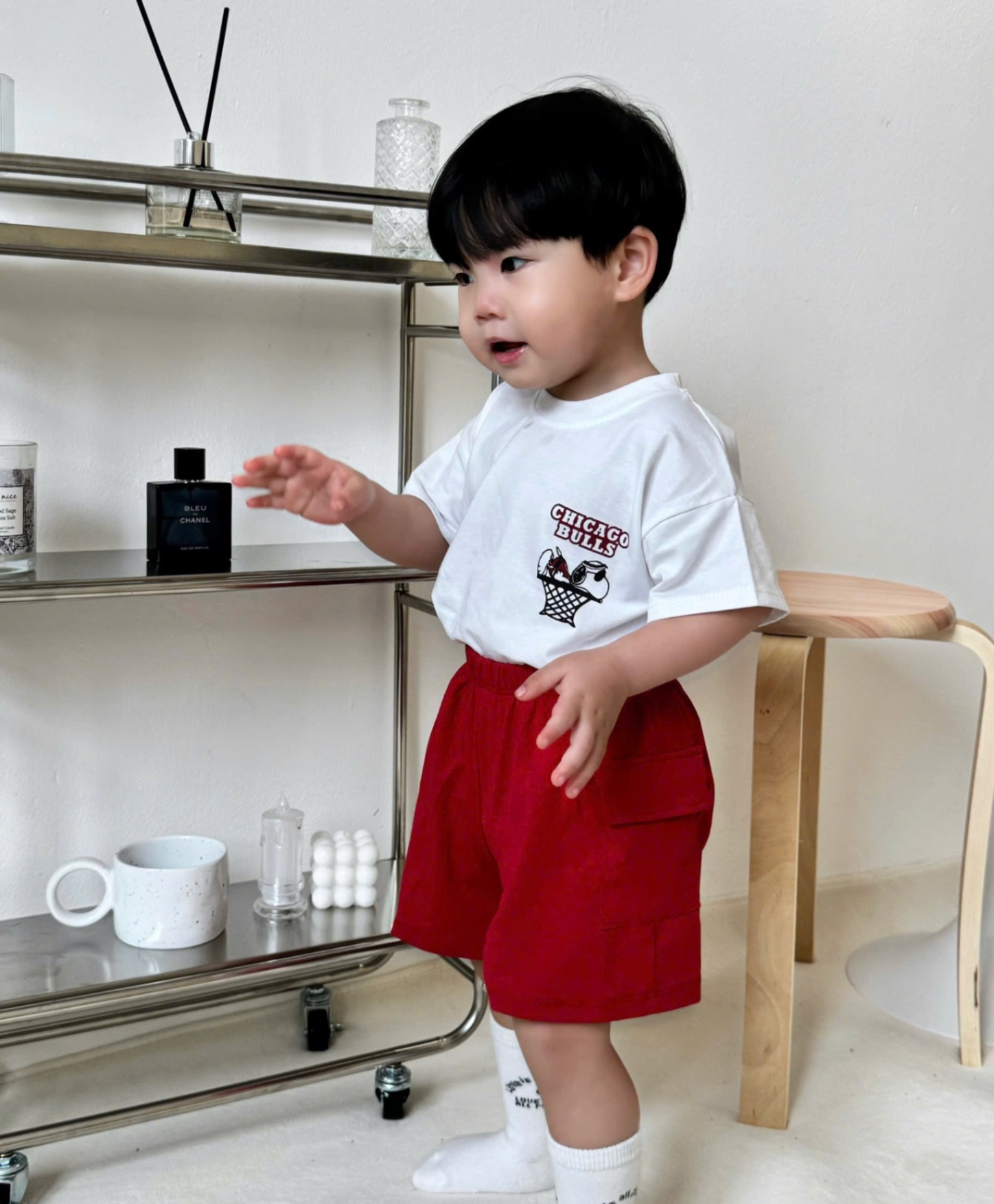 T582 - BỘ ĐÙI BÉ TRAI TRẮNG CHÓ CHICAGO QUẦN ĐỎ