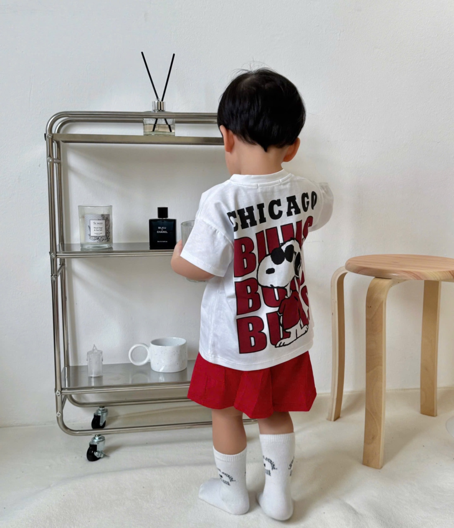 T582 - BỘ ĐÙI BÉ TRAI TRẮNG CHÓ CHICAGO QUẦN ĐỎ
