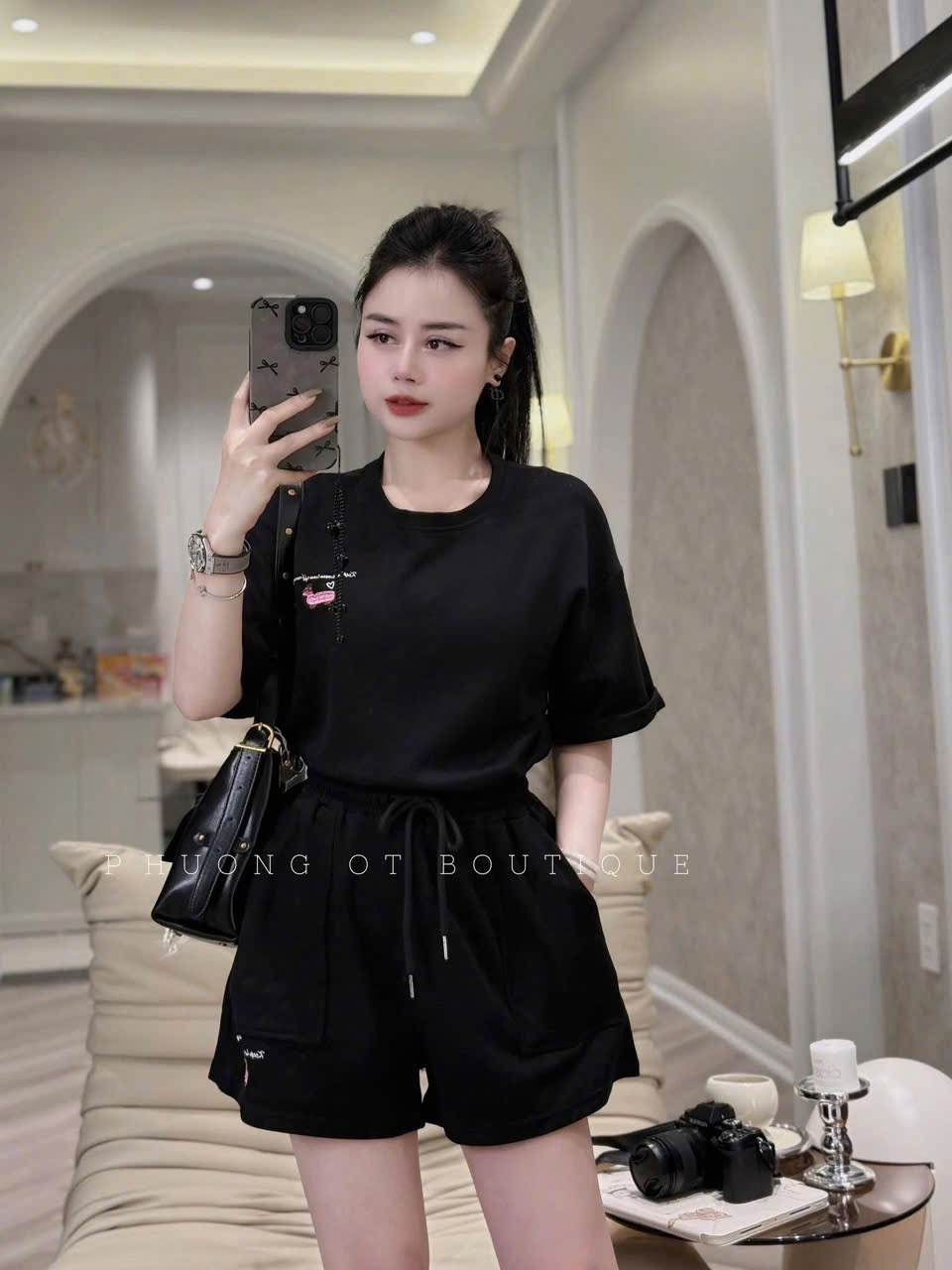 S905 - BỘ ĐÙI NỮ THÊU CHÓ HỒNG