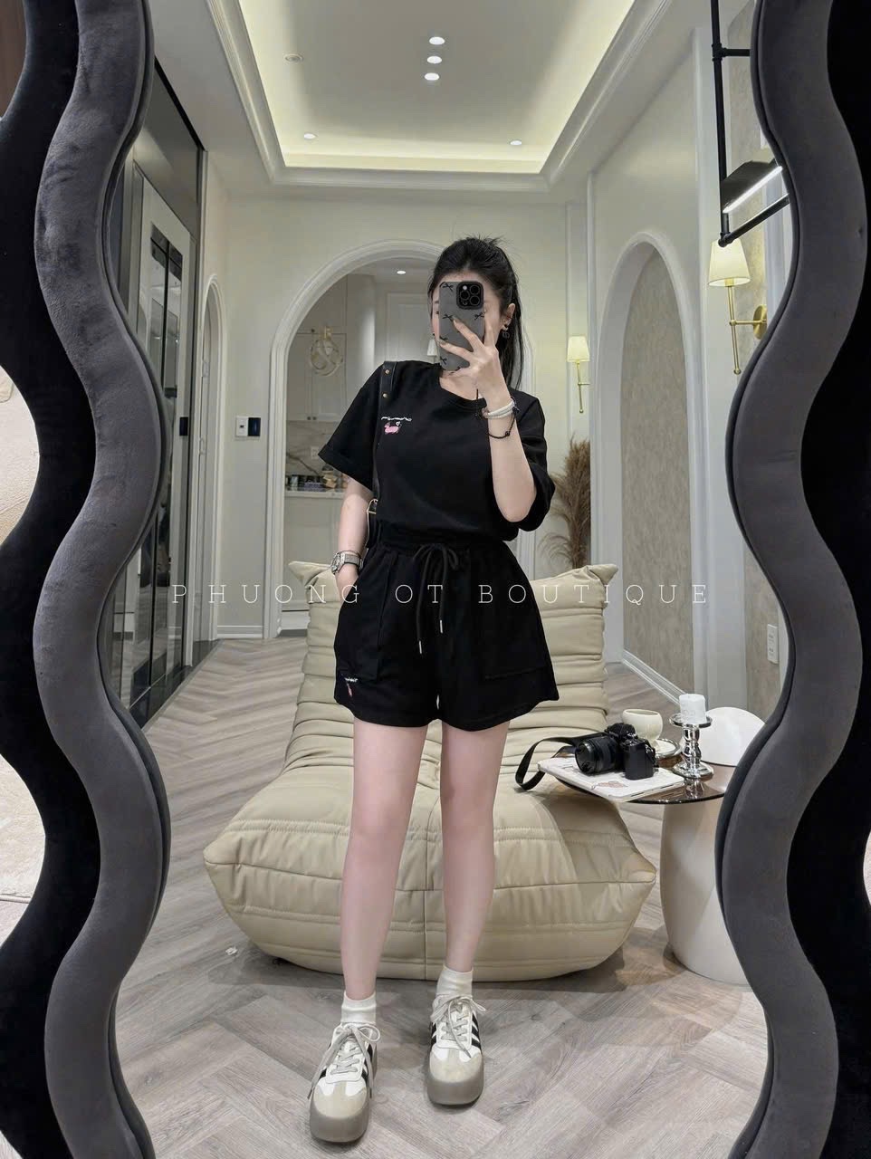 S905 - BỘ ĐÙI NỮ THÊU CHÓ HỒNG