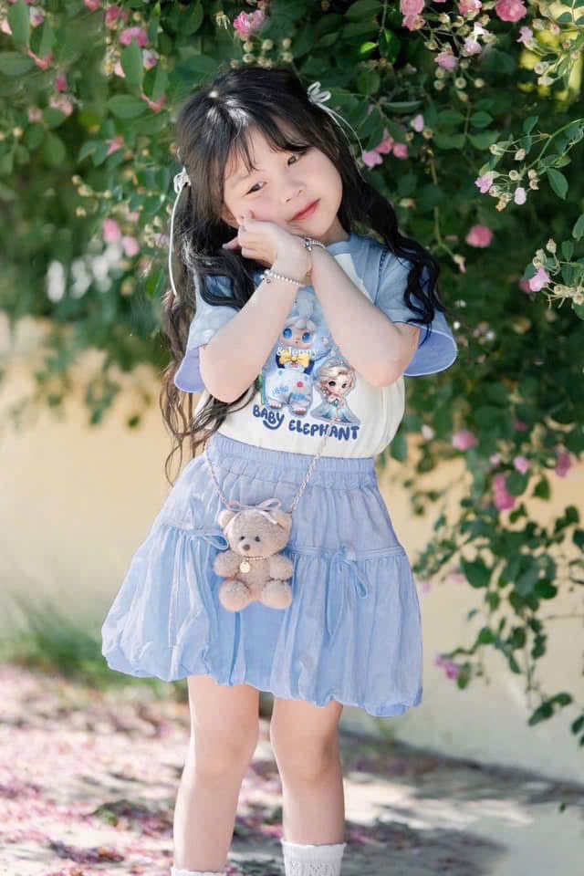 G552 - SET BÉ GÁI SIZE ĐẠI BABY3 ÁO TRẮNG TAY XANH