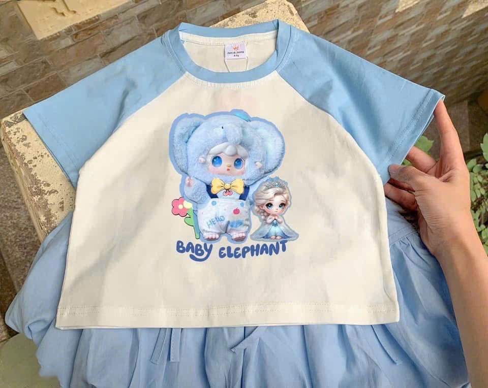 G552 - SET BÉ GÁI SIZE ĐẠI BABY3 ÁO TRẮNG TAY XANH